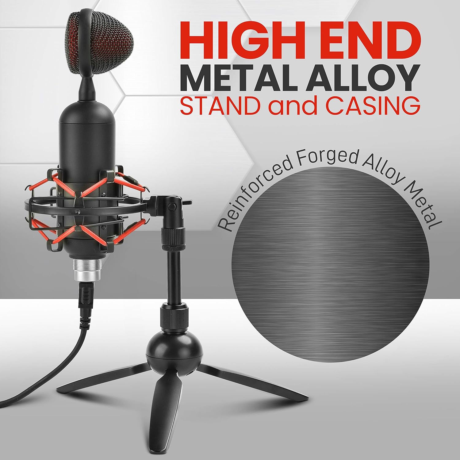 USB Cardioid Condenser Microphone with USB Cable, Built-in Pop Filter, Adjustable Desktop Stand N7633