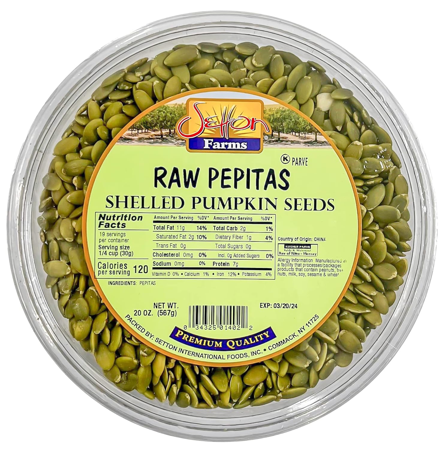 Pumpkin Seeds Shelled Pepitas Raw 20 Oz. V8142