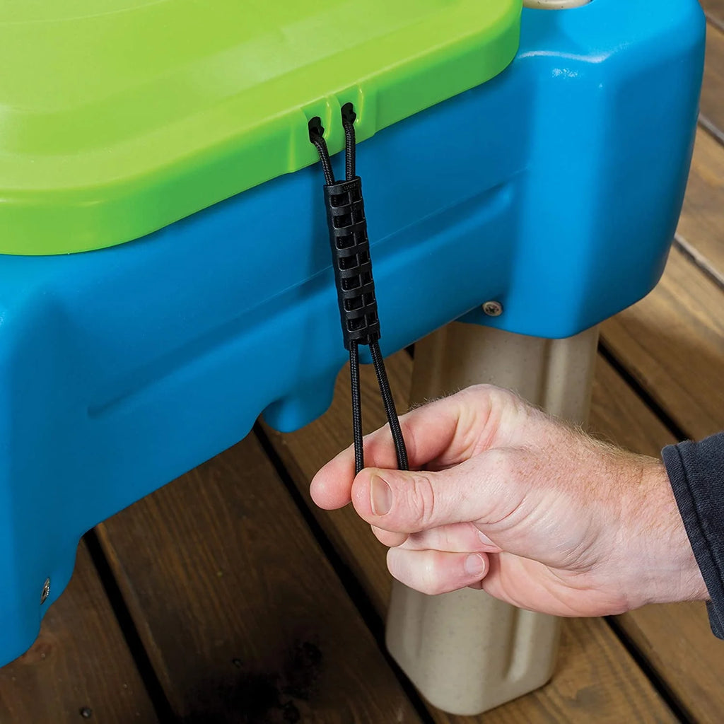 Blue Plastic Sandbox and Water Table with Cover and Umbrella R18679