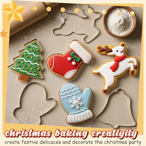 6 Pcs Large Stainless Steel Christmas Cookie Cutters N44972