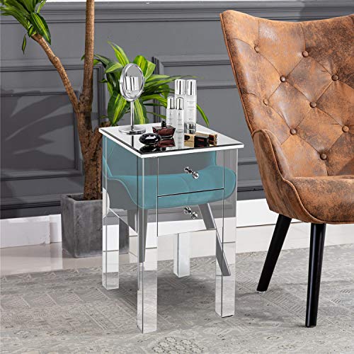 Mirrored Nightstand with 3 Drawers Y853