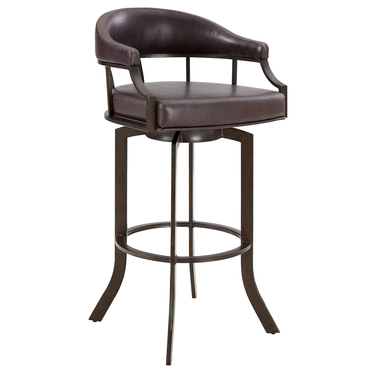 Brown Faux Leather Swivel Counter Stool Q6949
