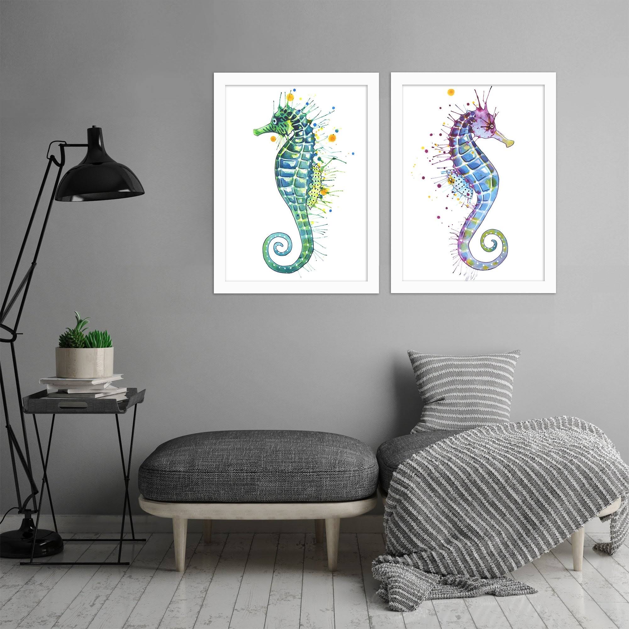 2 Piece White Framed Print Set K30273