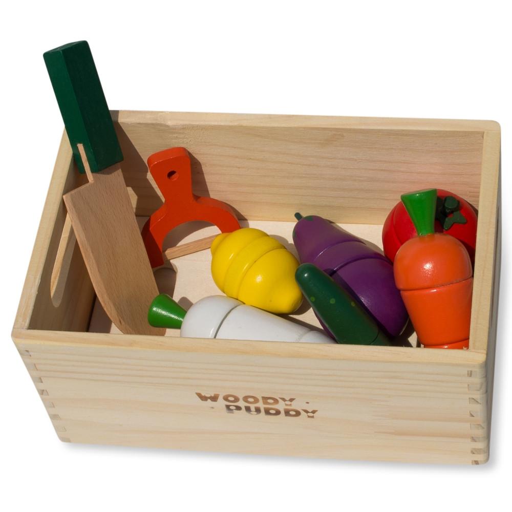22 Pieces Magnetic Wooden Toy Kitchen Play Set with Vegetables & Knife S621