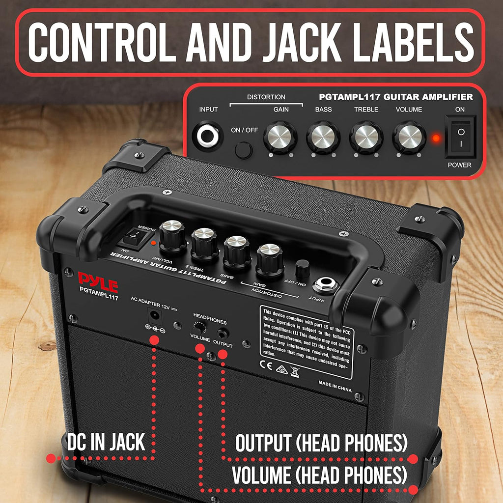 Portable 10 Watt Mini Electric Guitar Amplifier with 5-Inch Speaker, Pack of 2 B965