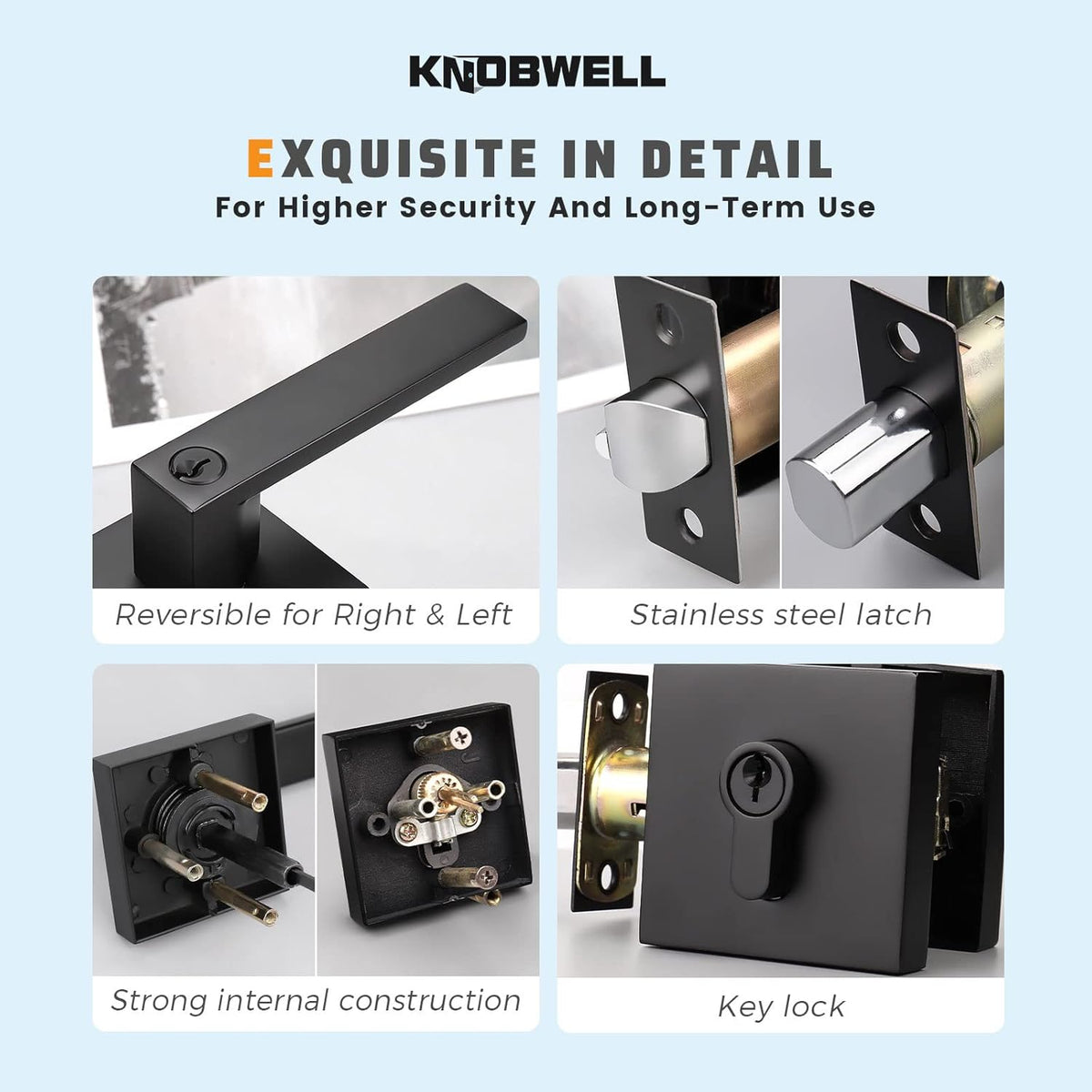 Matte Black Solid Steel Entry Door Handle Set with Deadbolt and Lever, Pack of 2 N67645