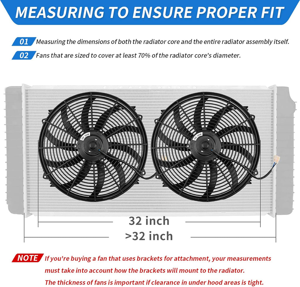 Reversible 16 Inch Electric Engine Radiator Cooling Fan with Mounting Kit 2500 CFM 12 Volts 120 Watts Pack of 2 H48079
