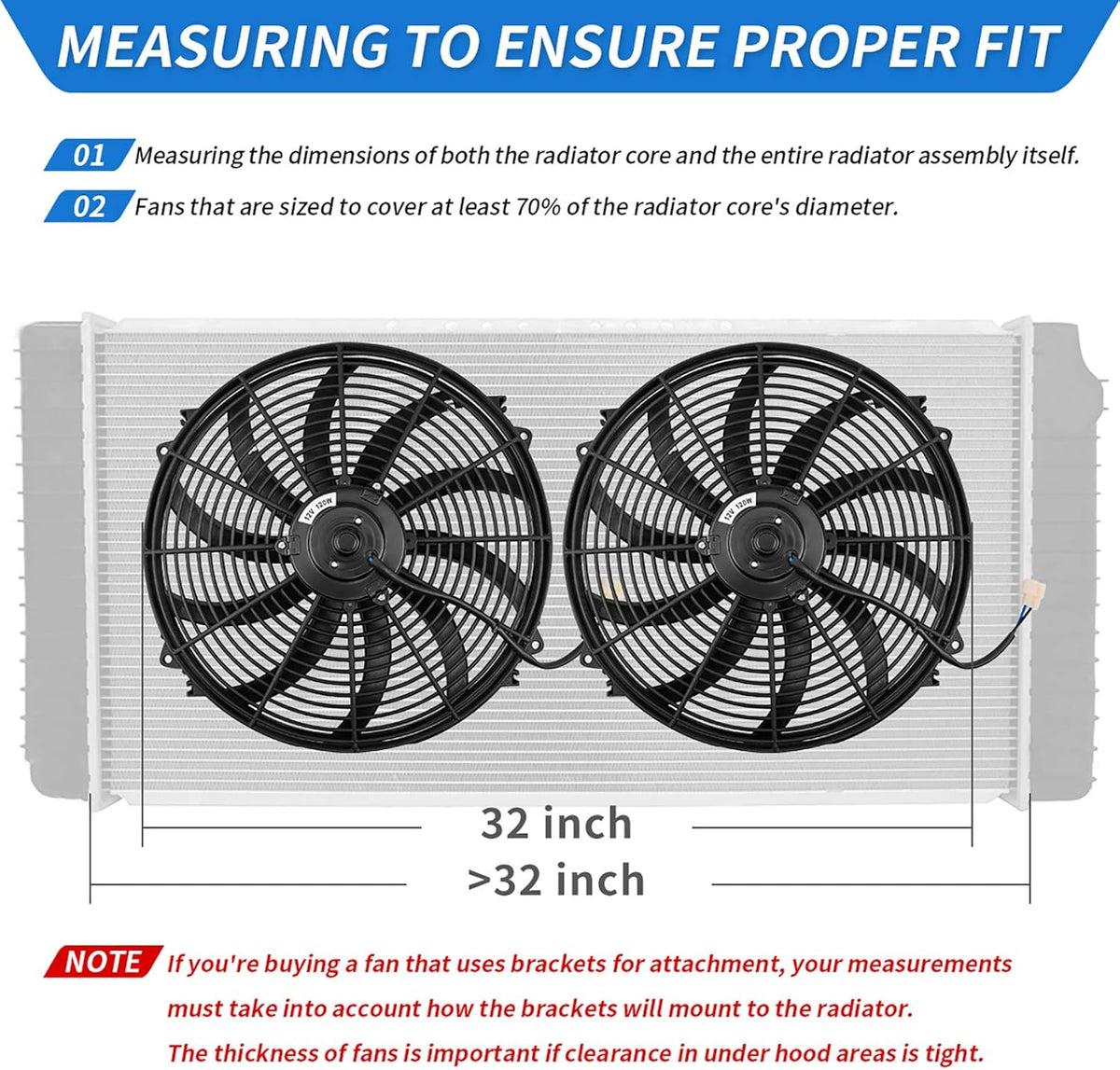 Reversible 16 Inch Electric Engine Radiator Cooling Fan with Mounting Kit 2500 CFM 12 Volts 120 Watts Pack of 2 H48079