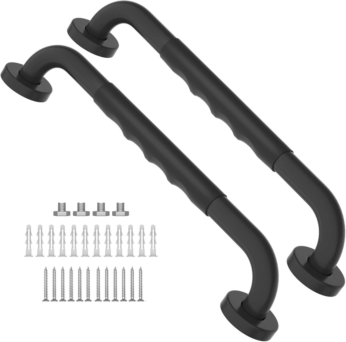 2 Pack 24 Inch Black Stainless Steel Bath Grab Bar with Anti Slip Rubber Grip D31600