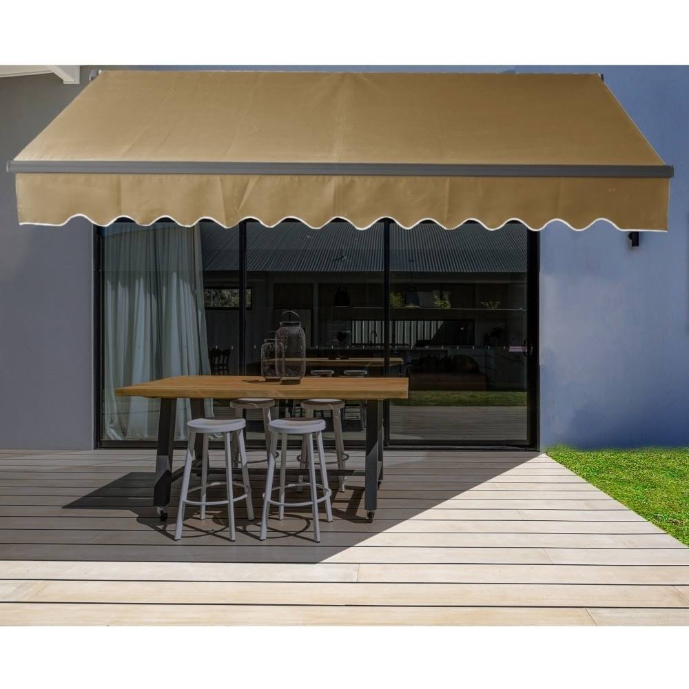 Motorized Retractable Black Frame Patio Awning 20 x 10 Feet R96854