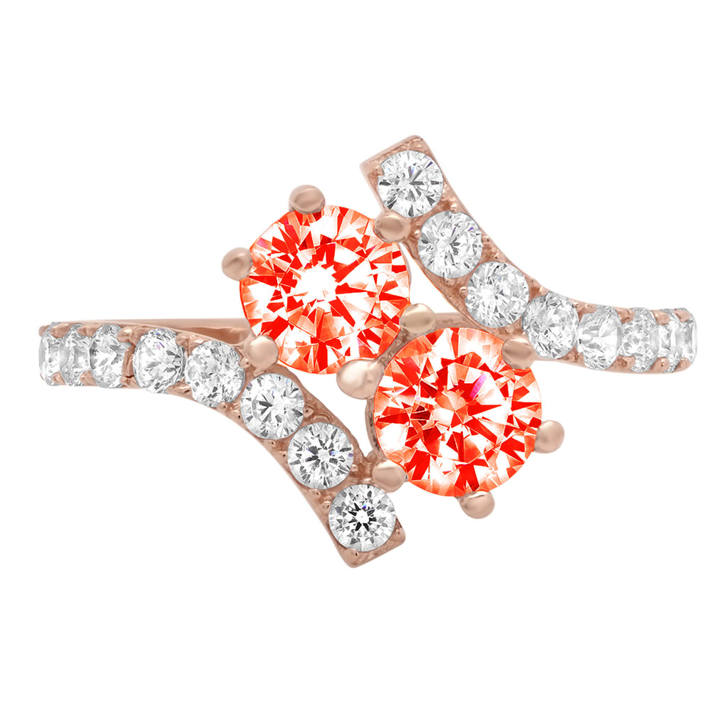 1.98ct Round Cut Red Simulated Diamond 18k Pink Rose Gold Engagement Ring Size 3.5 D807665