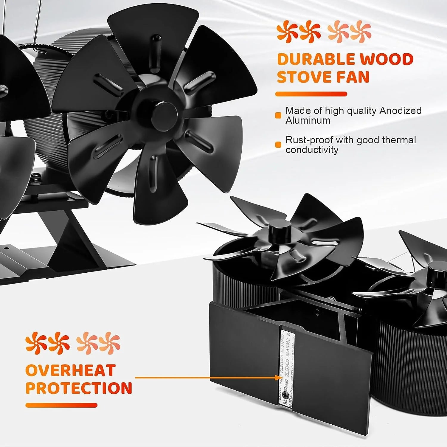 12 Blades Heat Powered Stove Fan with Bracket W60331