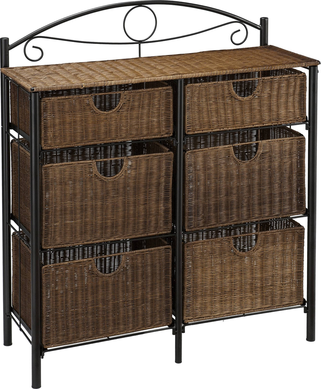 Black/Brown Iron/Wicker Storage Chest S462