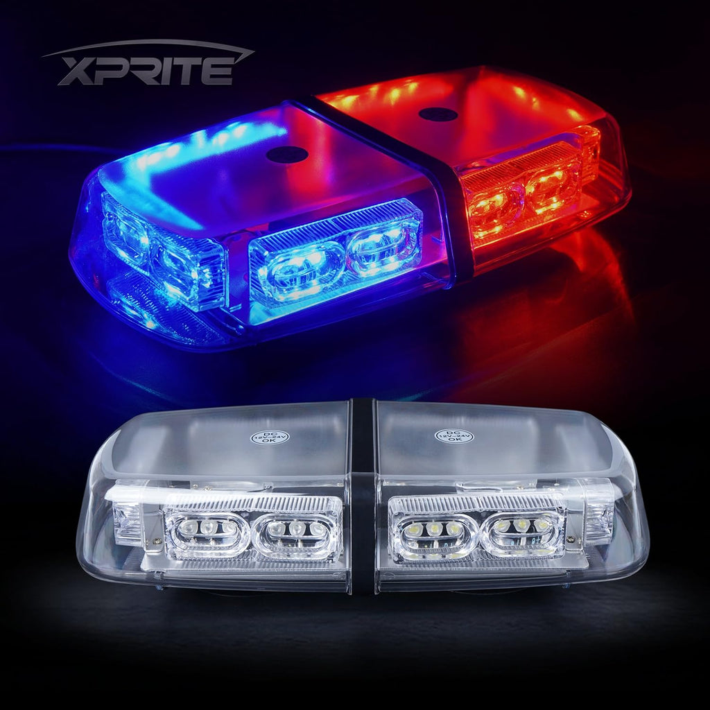 White Red 36 LED Rooftop Mini Bar Strobe Lights with Magnetic Base, Pack of 2 L639