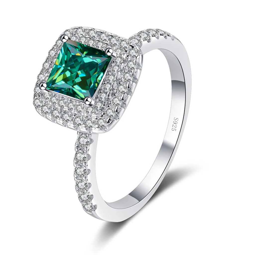 Moissanite Engagement Ring 1ct Princess Cut D Color VVS1 S925 Sterling Silver Diamond Ring L816