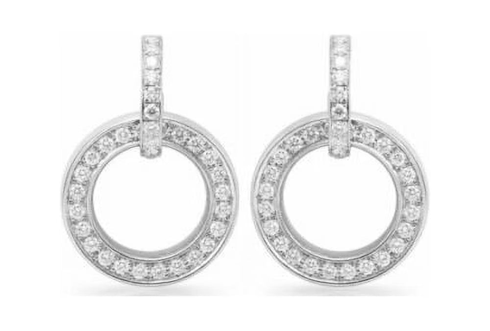 14K White Gold Round Drop Earring Natural Diamond G960596