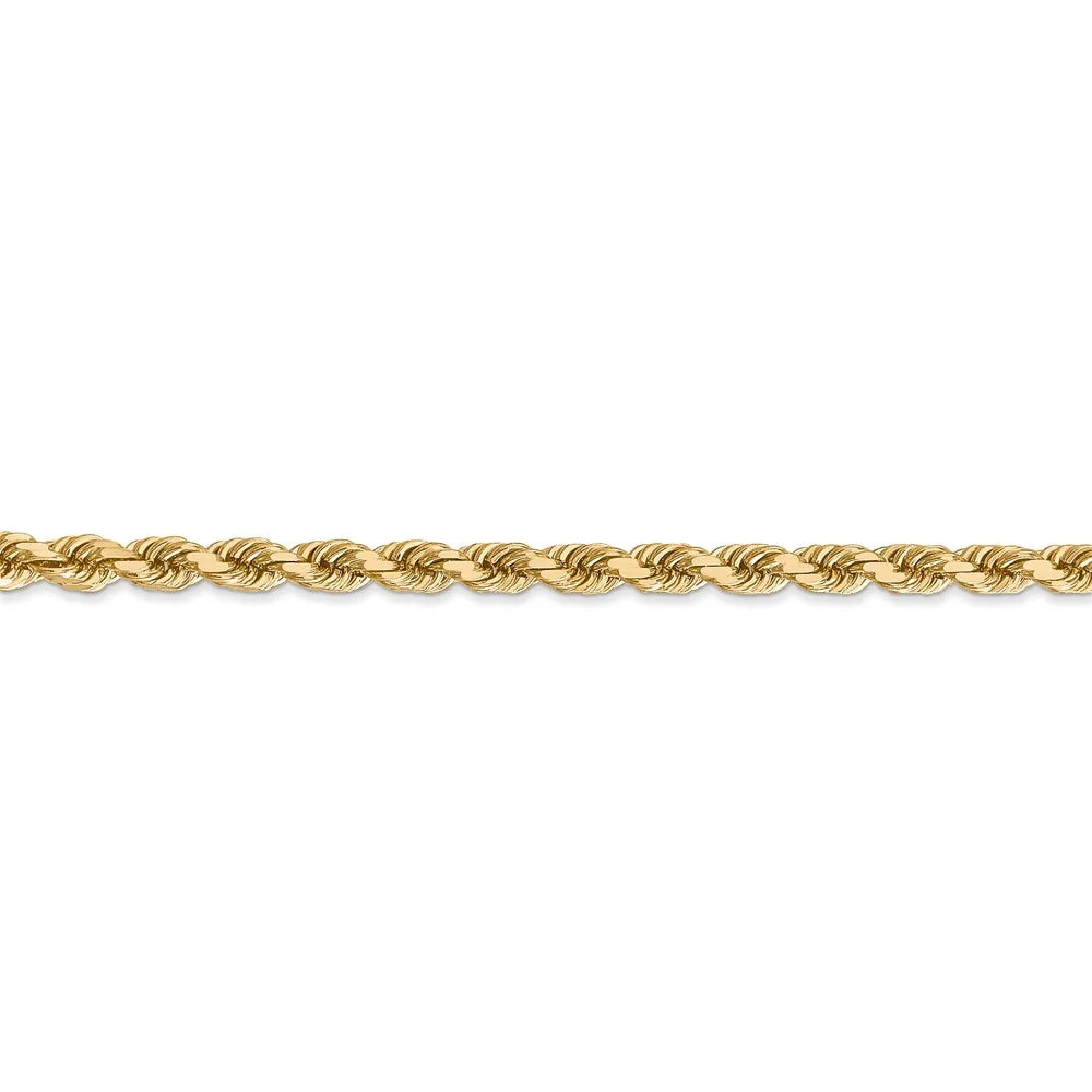 14kt Yellow Gold 4mm Diamond Cut Rope Chain with Lobster Clasp; 9 inch E632