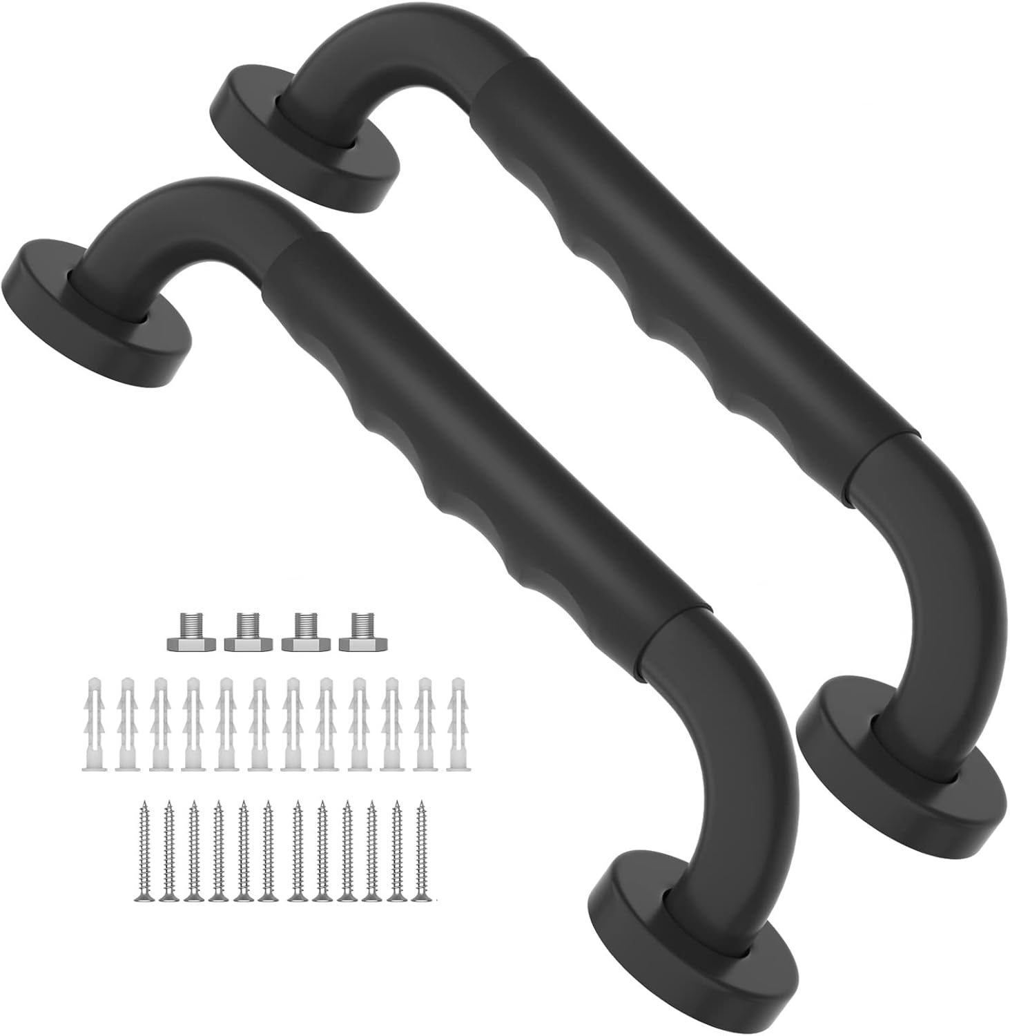 2 Pack 24 Inch Black Stainless Steel Bath Grab Bar with Anti Slip Rubber Grip D31600