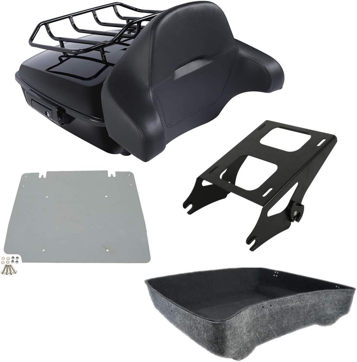 Chopped Tour Pack Trunk with Backrest Pad and Mounting Rack T96427