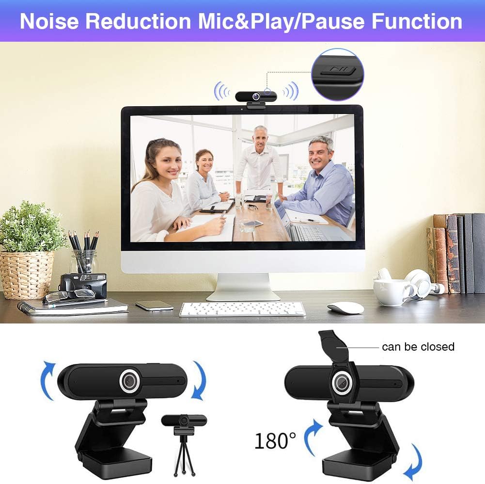 4K Webcam with Microphone, Privacy Cover Z5125