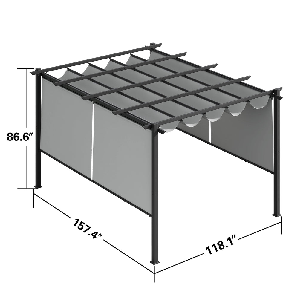 Light Grey Aluminum Retractable Patio Canopy Pergola R914