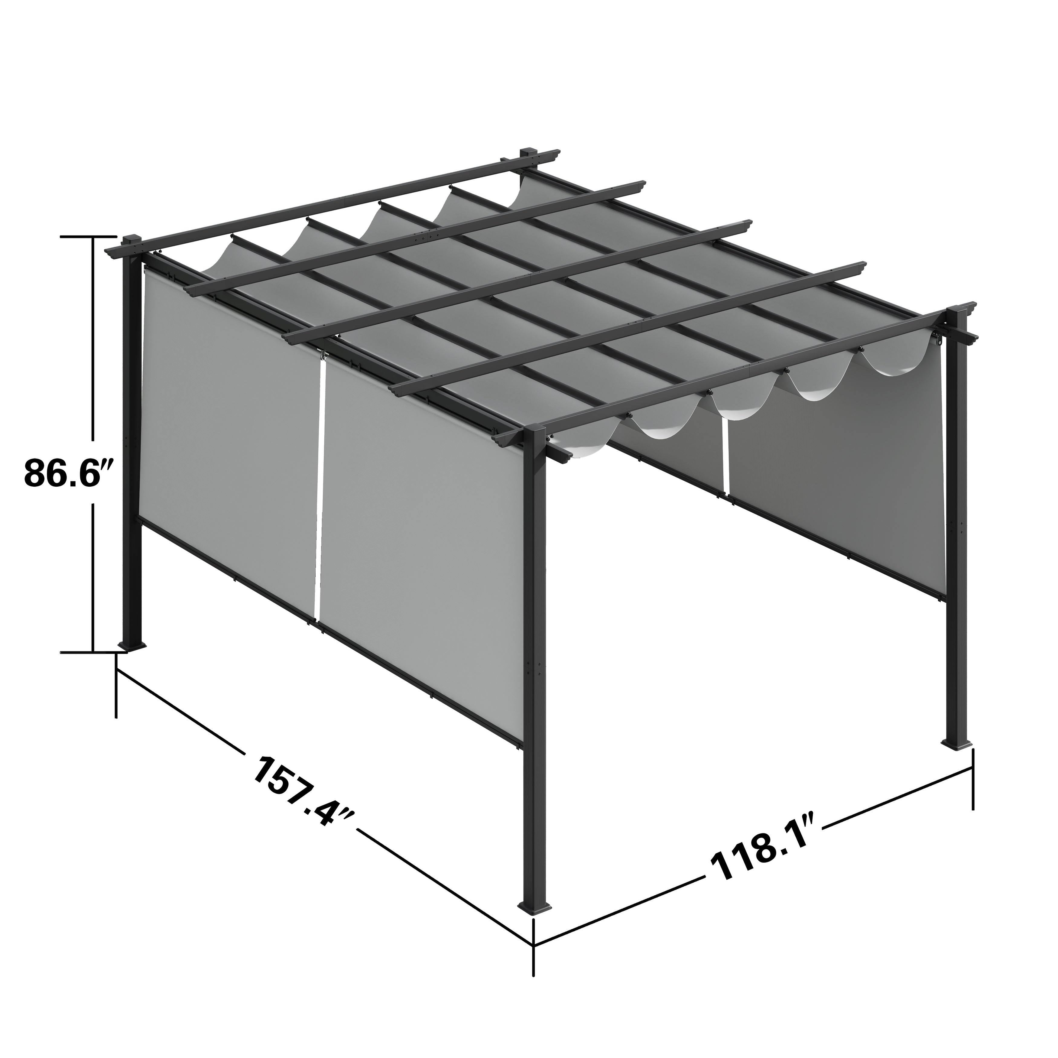 Light Grey Aluminum Retractable Patio Canopy Pergola R914