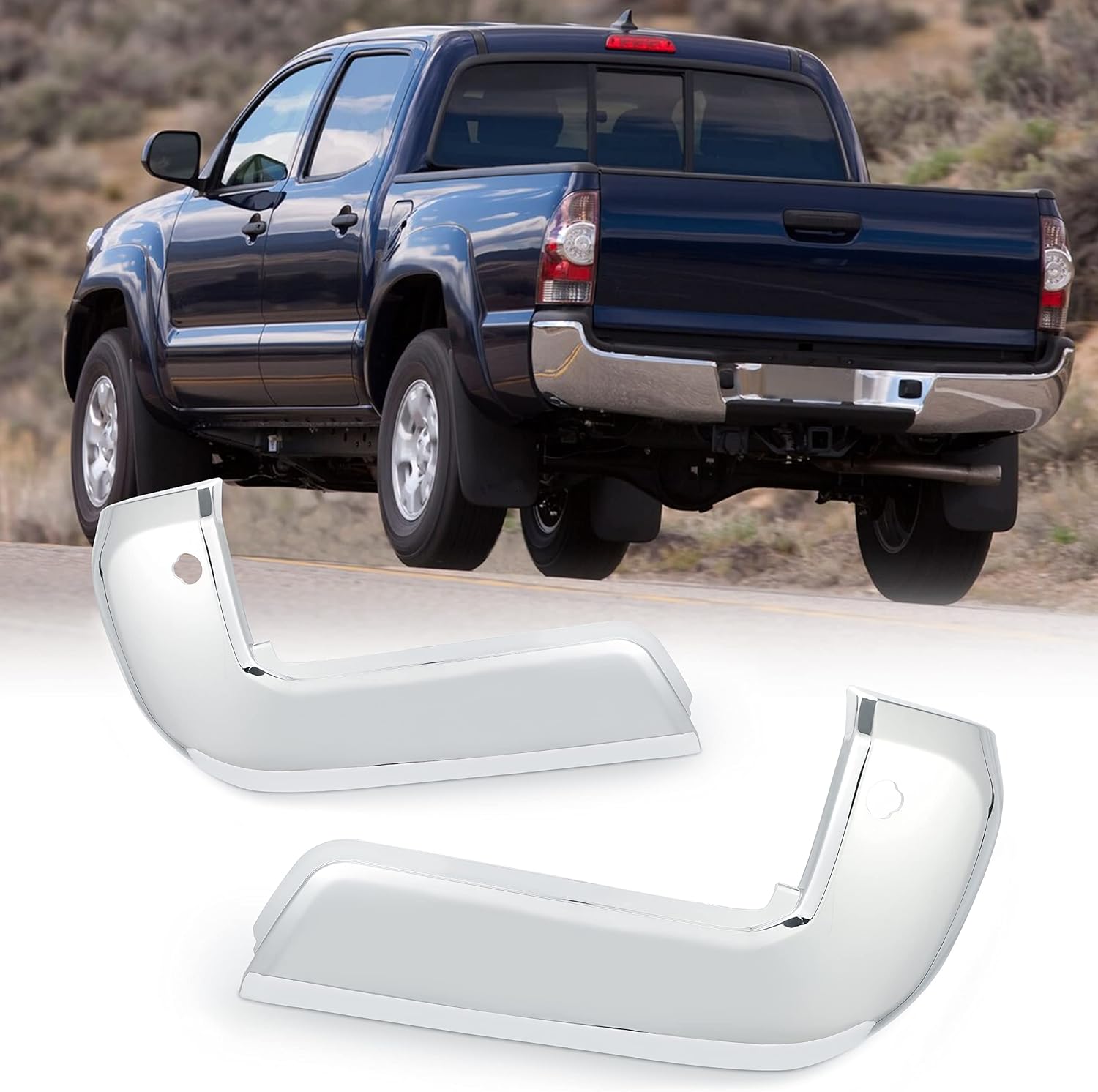 Chrome Rear Bumper End Cap with Sensor Hole Pair for Toyota Tacoma F2988