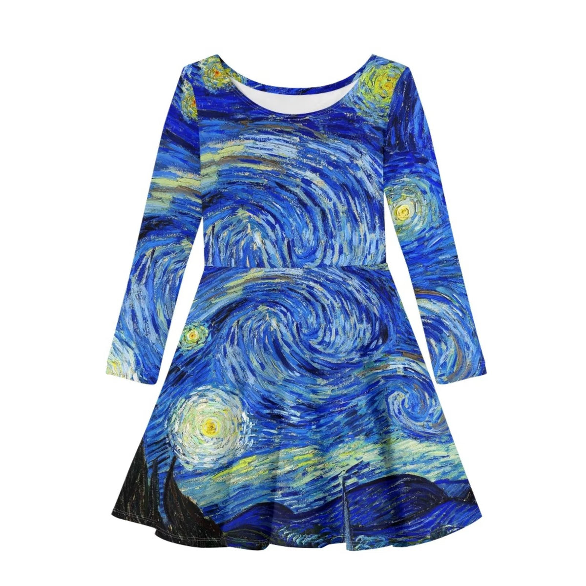 Breathable Skater Dress for Girls Swing Twirl Party Dress Round Neck Knee Length T-Shirt Dress Midi Dress Size S K353398