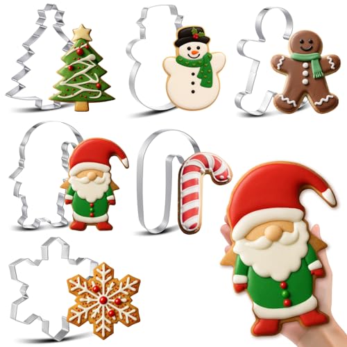 6 Pcs Large Stainless Steel Christmas Cookie Cutters N44972