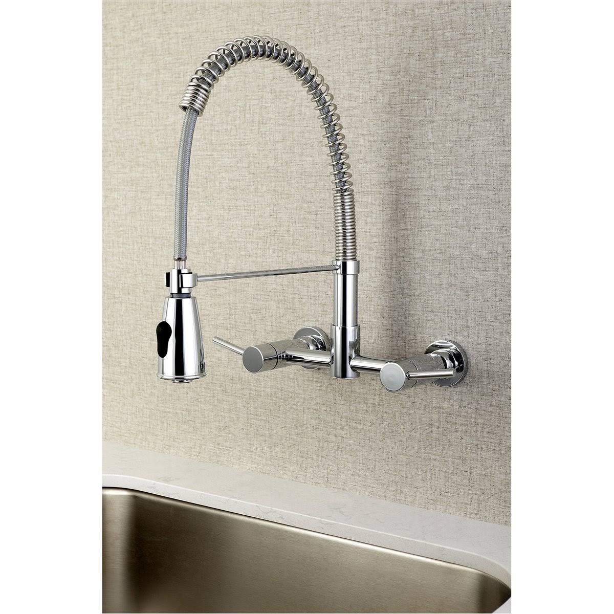 Oil Rubbed Bronze 2-Handle Wall Mount Pull-Down Kitchen Faucet F615832