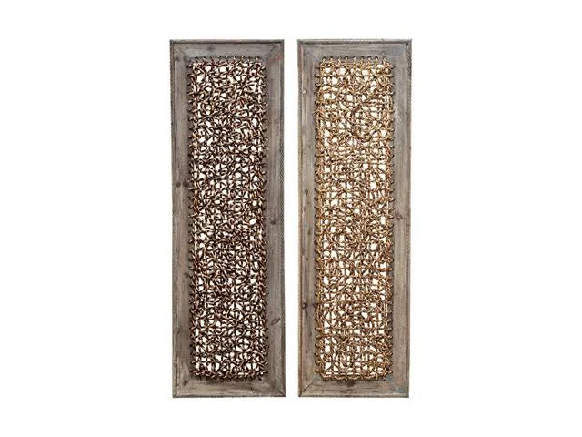 Wood Rattan Wall Decor, Brown/Natural - 2 Count G3196