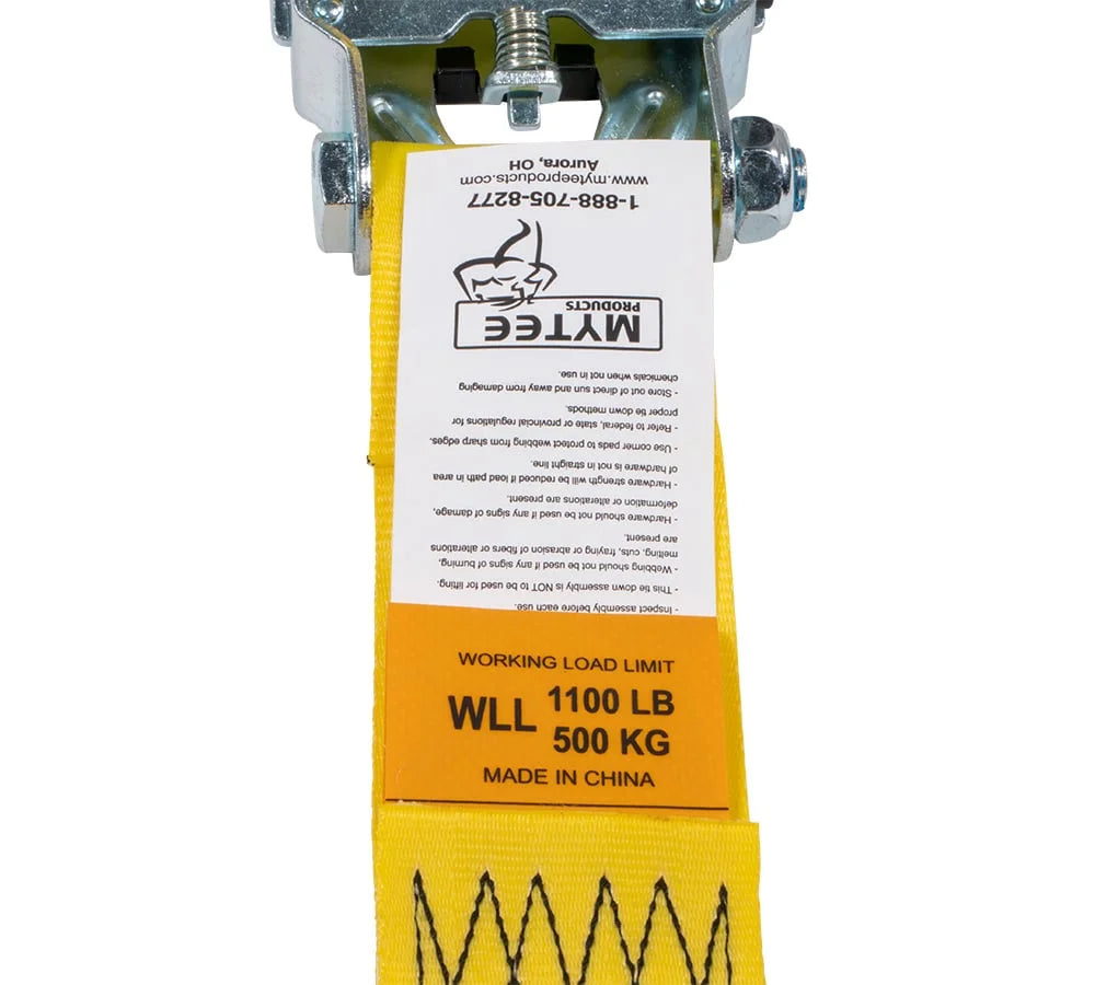 8 Pack 2" x 10' Retractable Ratchet Straps with Double J-Hook, 3,300 lbs Breaking Strength, Yellow X973