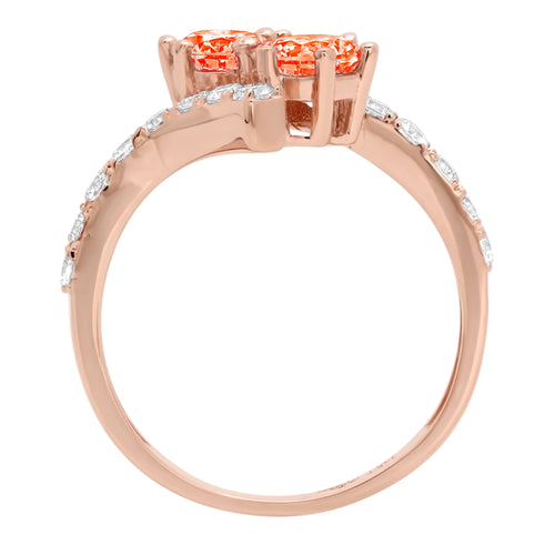 1.98ct Round Cut Red Simulated Diamond 18k Pink Rose Gold Engagement Ring Size 3.5 D807665
