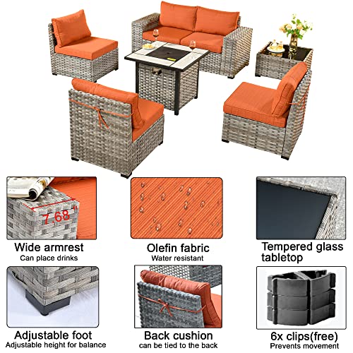 Black 6 Pcs Patio Furniture Set with Coffee Table A14909