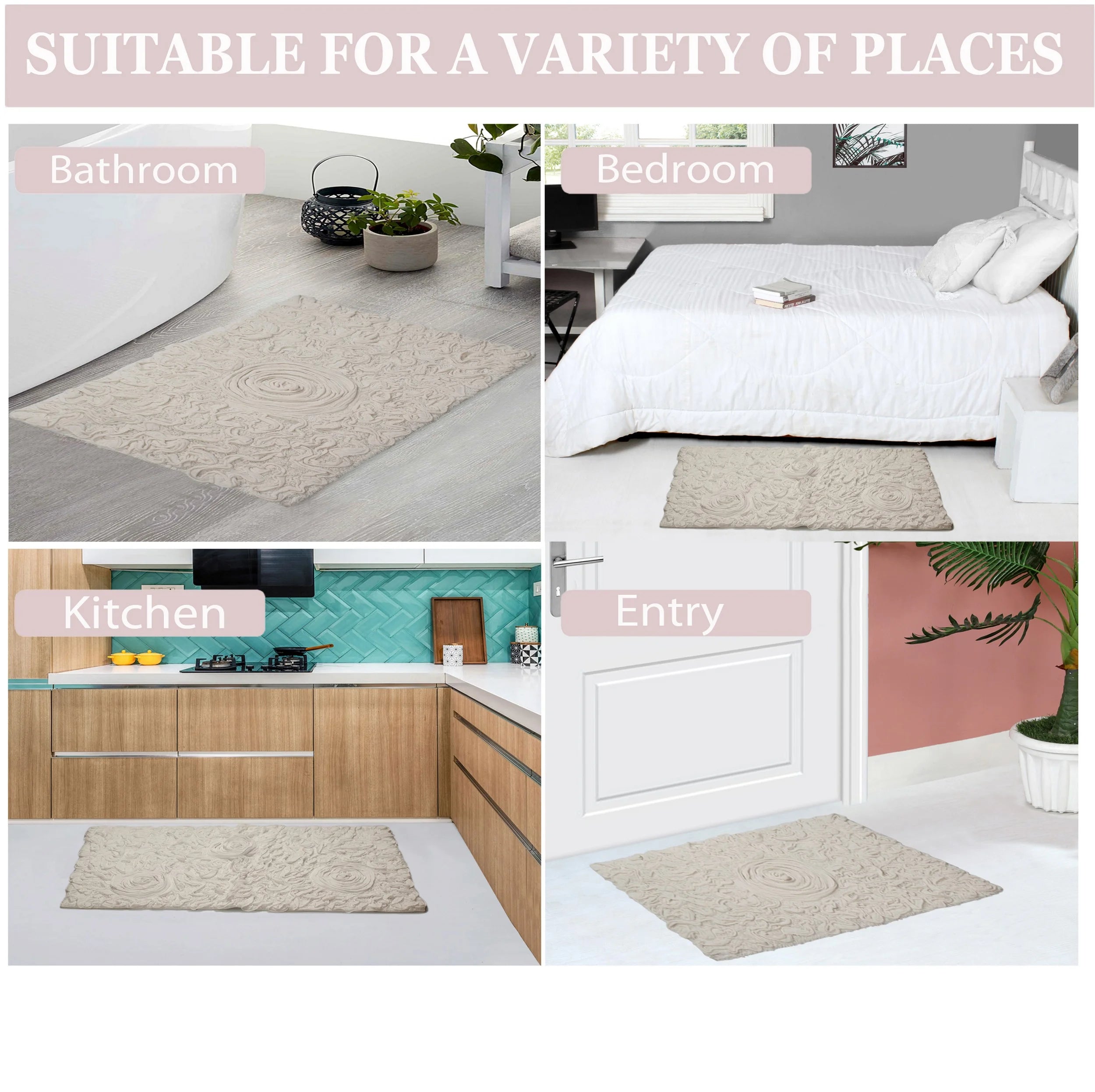 Linen Cotton Bathroom Contour Rug M2643