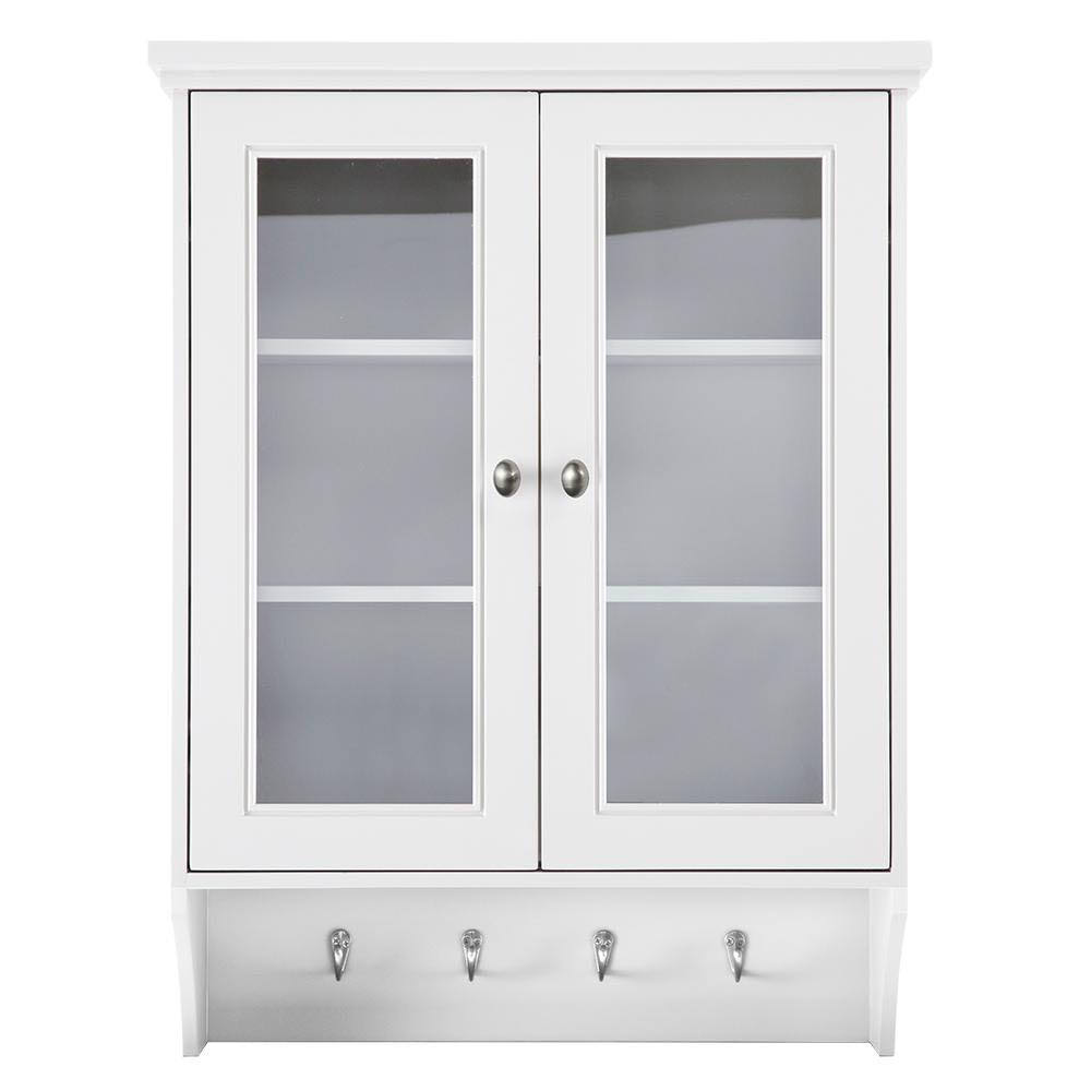 White Wall Cabinet with Glass Door G8476