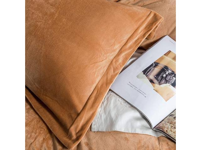 Camel Velvet Flannel Queen 3 Piece Duvet Cover Set Z335