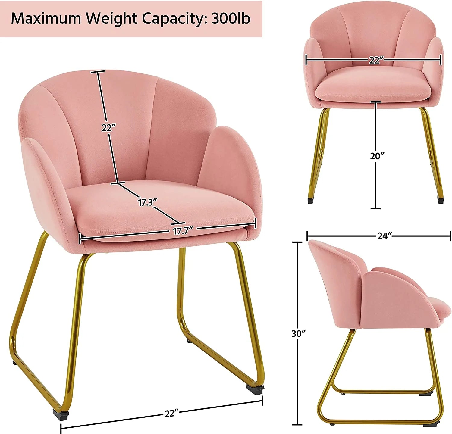 Flower Velvet Barrel Chair with Golden Metal Legs F652