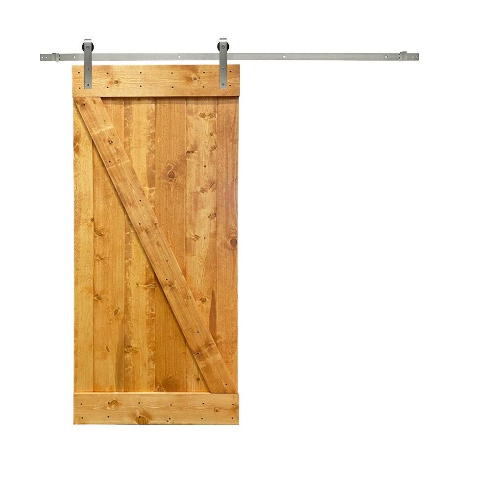 Weather Gray Stained Wood Interior Sliding Barn Door with Hardware Kit U9302