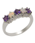 925 Sterling Silver Amethyst & Opal Eternity Ring P76905