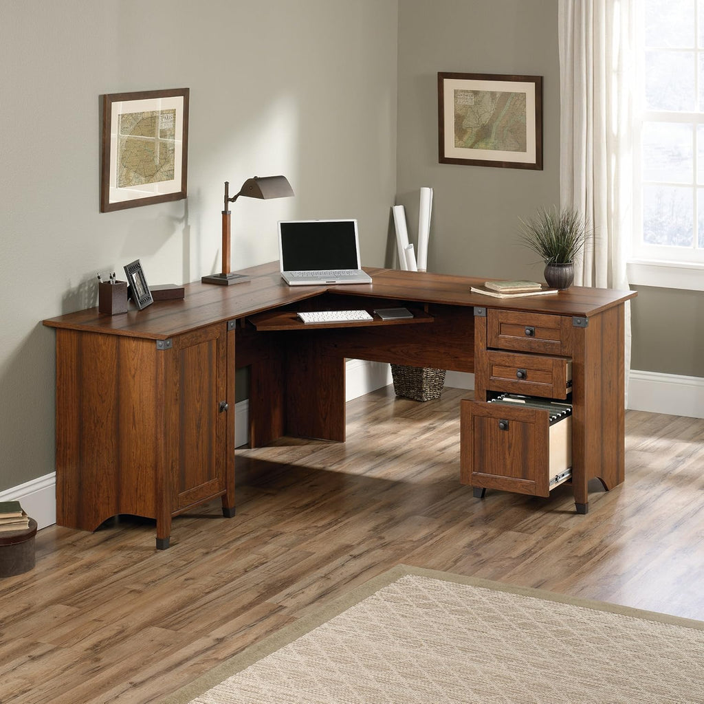 Corner Computer Desk, Washington Cherry finish Q959