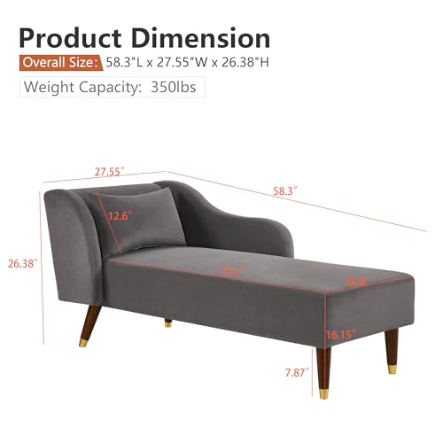 Beige Velvet Chaise Lounge Sofa Y7132
