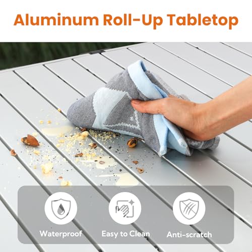 Natural Aluminum Roll-Up Camping Table with Carry Bag E6662