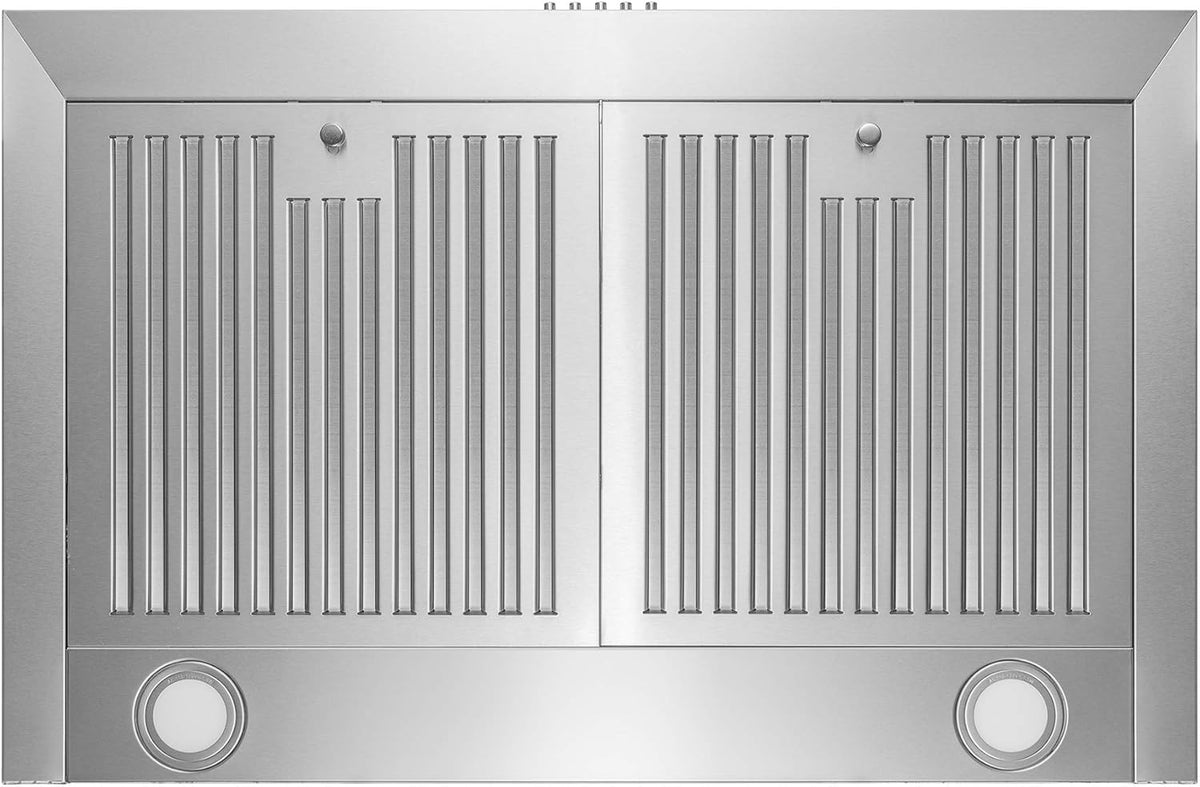 30" Wall Mount Range Hood in Stainless Steel with LEDs, Push Control and Carbon Filters M238