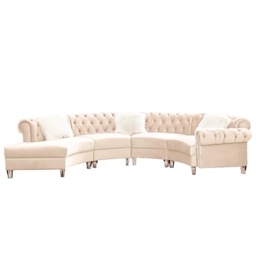 Cream Velvet Semi Circular Sofa Sectional M815116