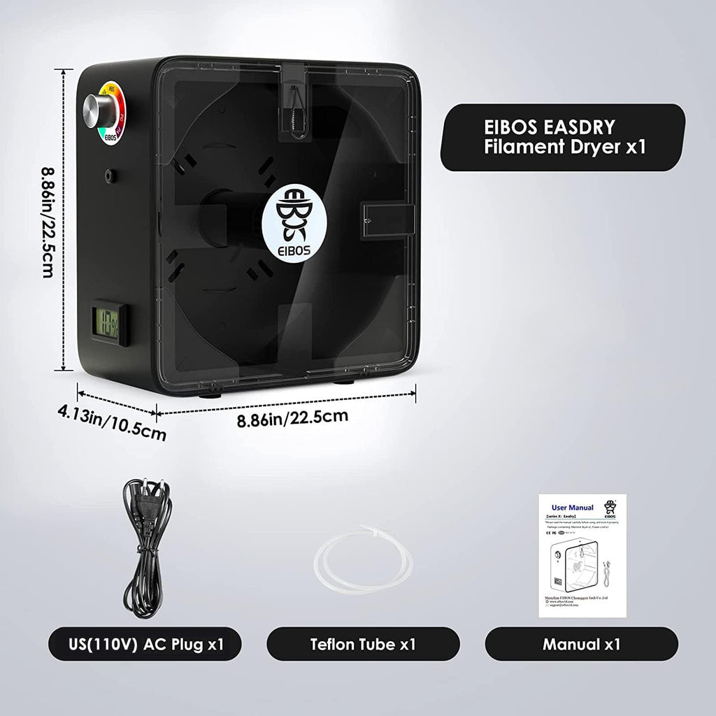 3D Printer Filament Dryer with Fan, Adjustable Temperature, Humidity Control & Spool Holder X9343