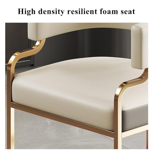 White Leather Tub Chair with Golden Metal Legs B31439