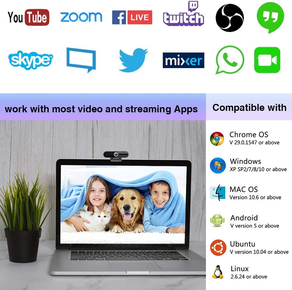 4K Webcam with Microphone, Privacy Cover Z5125