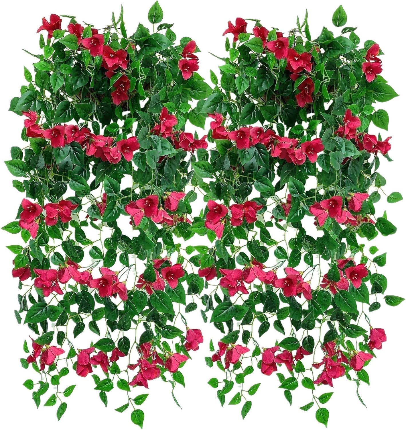 Pack of 4 Artificial Hanging Bougainvillea Silk Plastic Flower Vines Faux Plant (Fuchsia) E570871