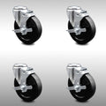 5 inch Soft Rubber Wheel Swivel Bolt Hole Caster Set with Brake Q2635